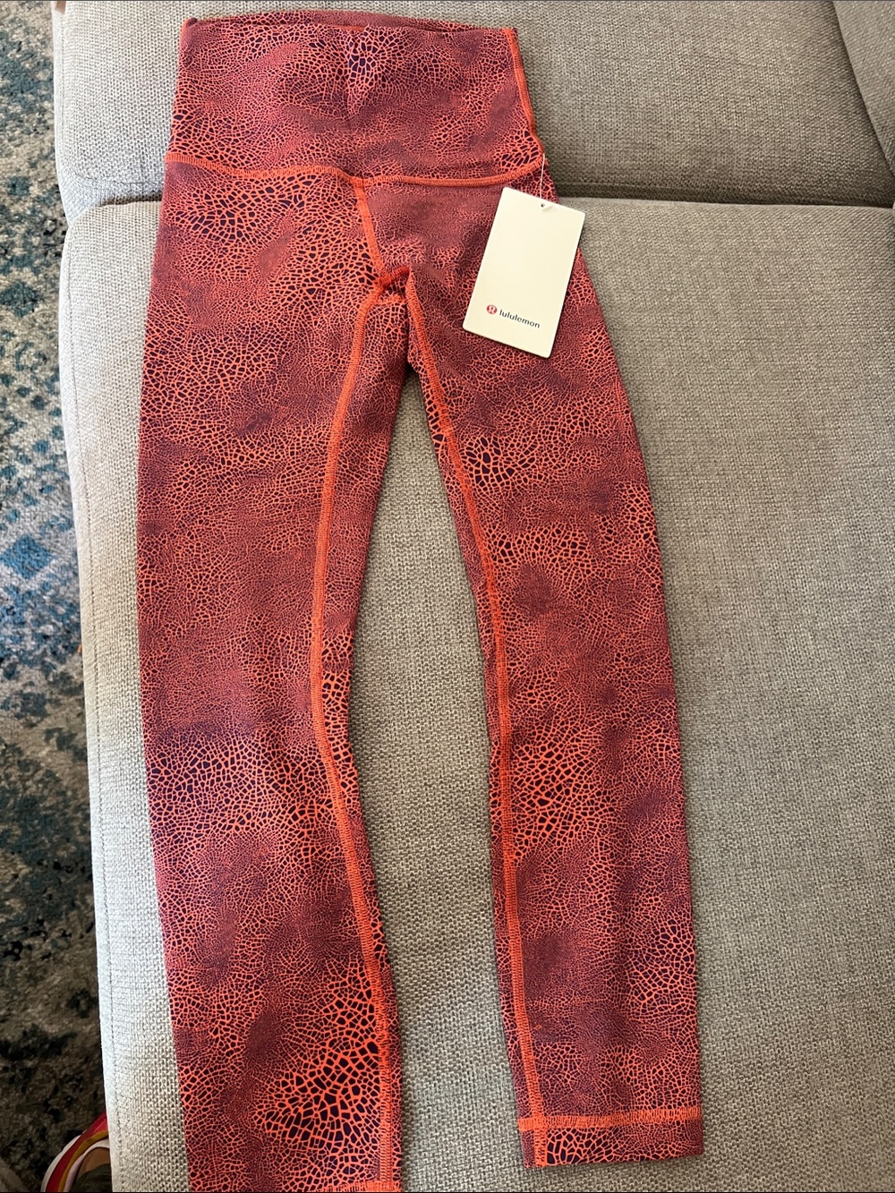 lululemon athletica Kids Red-Orange Crackle Print Leggings